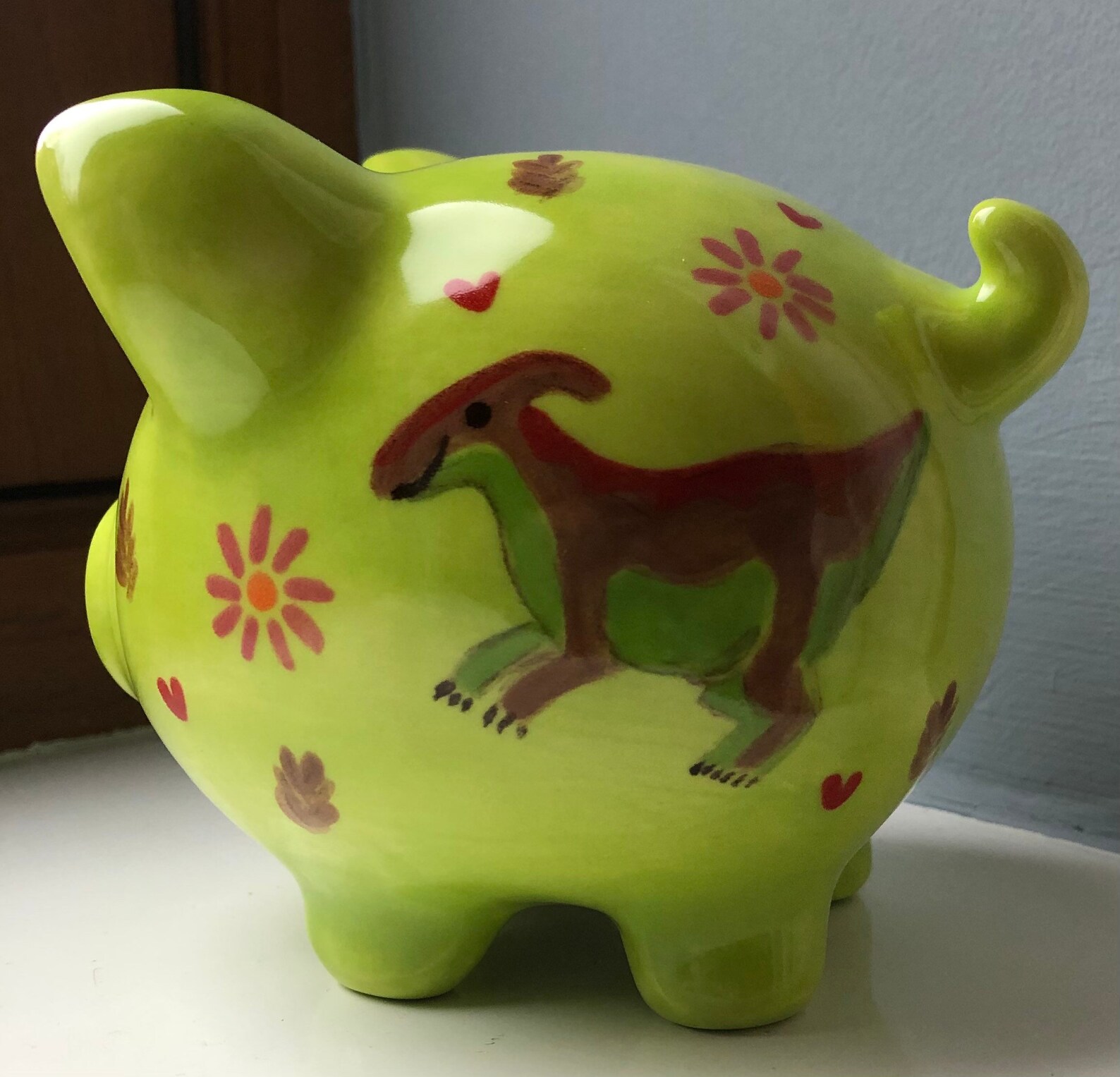 Green Dinosaur Piggy Bank. Hand Painted Little Piggy Bank Etsy