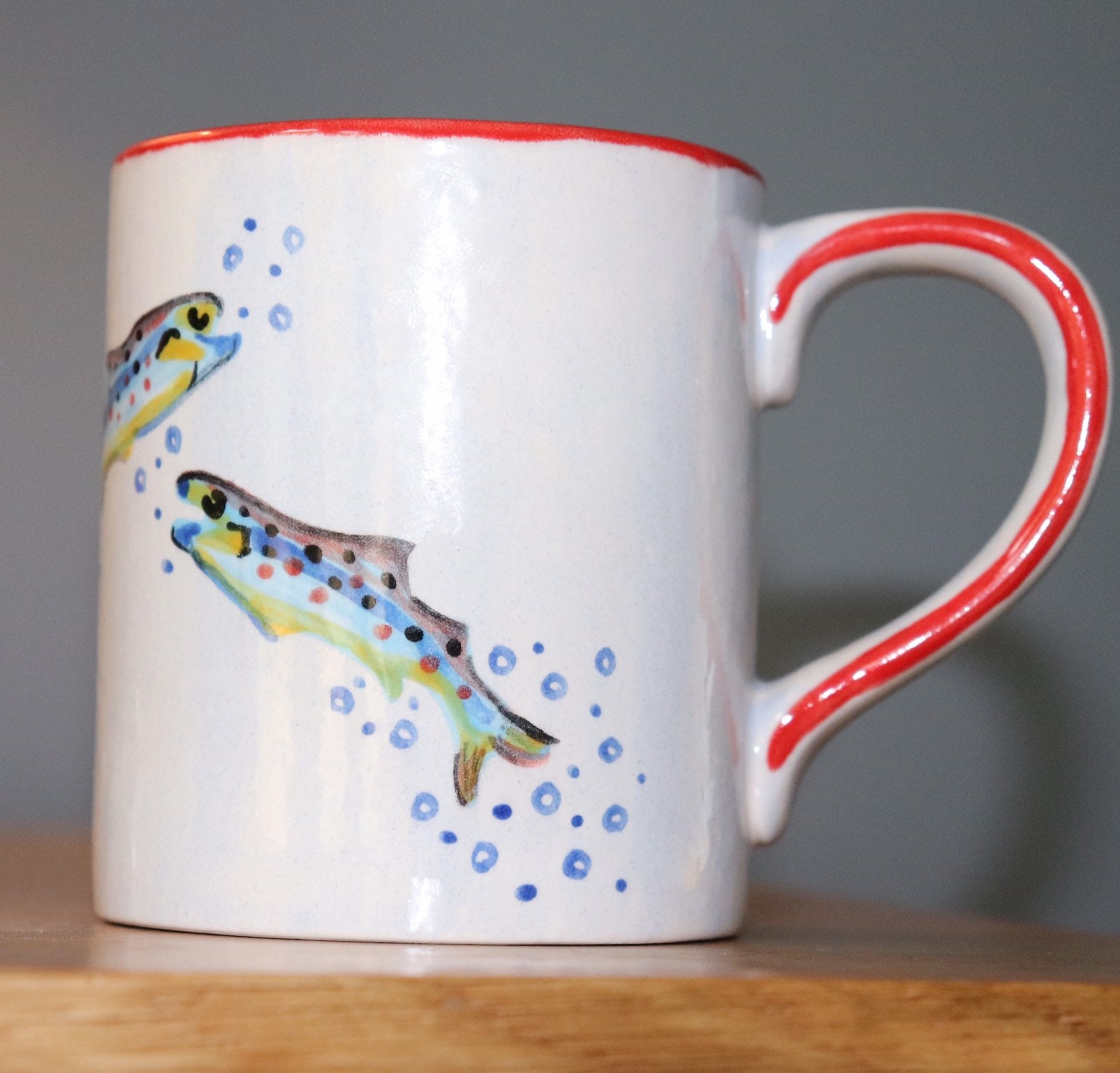 Hand Painted Trout Design Mugs Ceramic Etsy