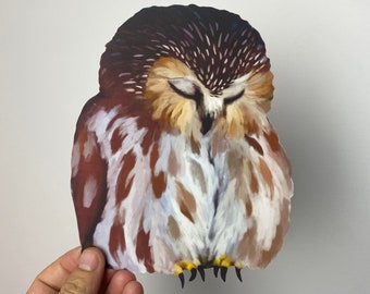 Sleeping Owl decal, Realistic owl decal, Bird lover gift, car sticker, removable bird vinyl sticker, outdoor window decal, nature lover gift