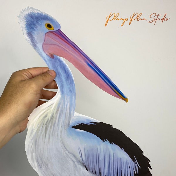 Realistic Pelican decal, indoor/outdoor vinyl repositionable textured vinyl, Bird lover gift, large ocean bird sticker, housewarming gift