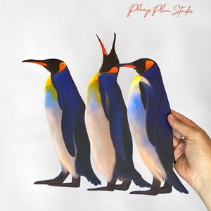Marcherende keizerspinguïns getextureerde vinyl sticker, binnen/buiten pinguïn sticker, vogelliefhebber cadeau, herpositioneerbare muurkunst, oceaanvogelsticker