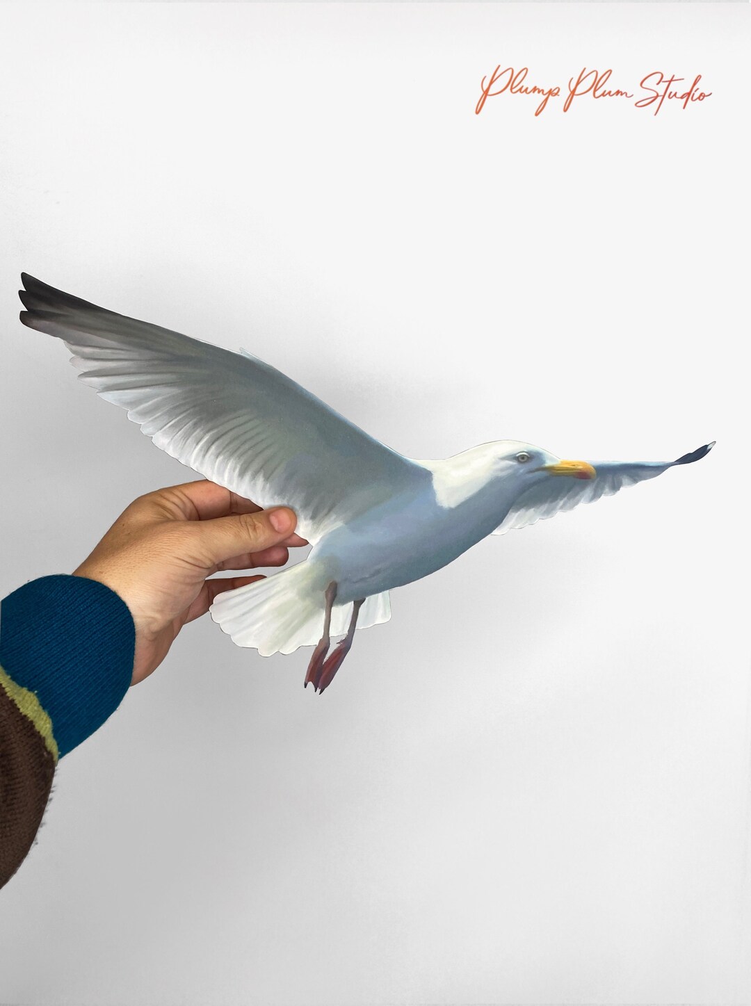 Realistic Soaring Seagull Decal, Flying Seagull Art, Bird Lover Gift, Reusable Wall Art, Ocean