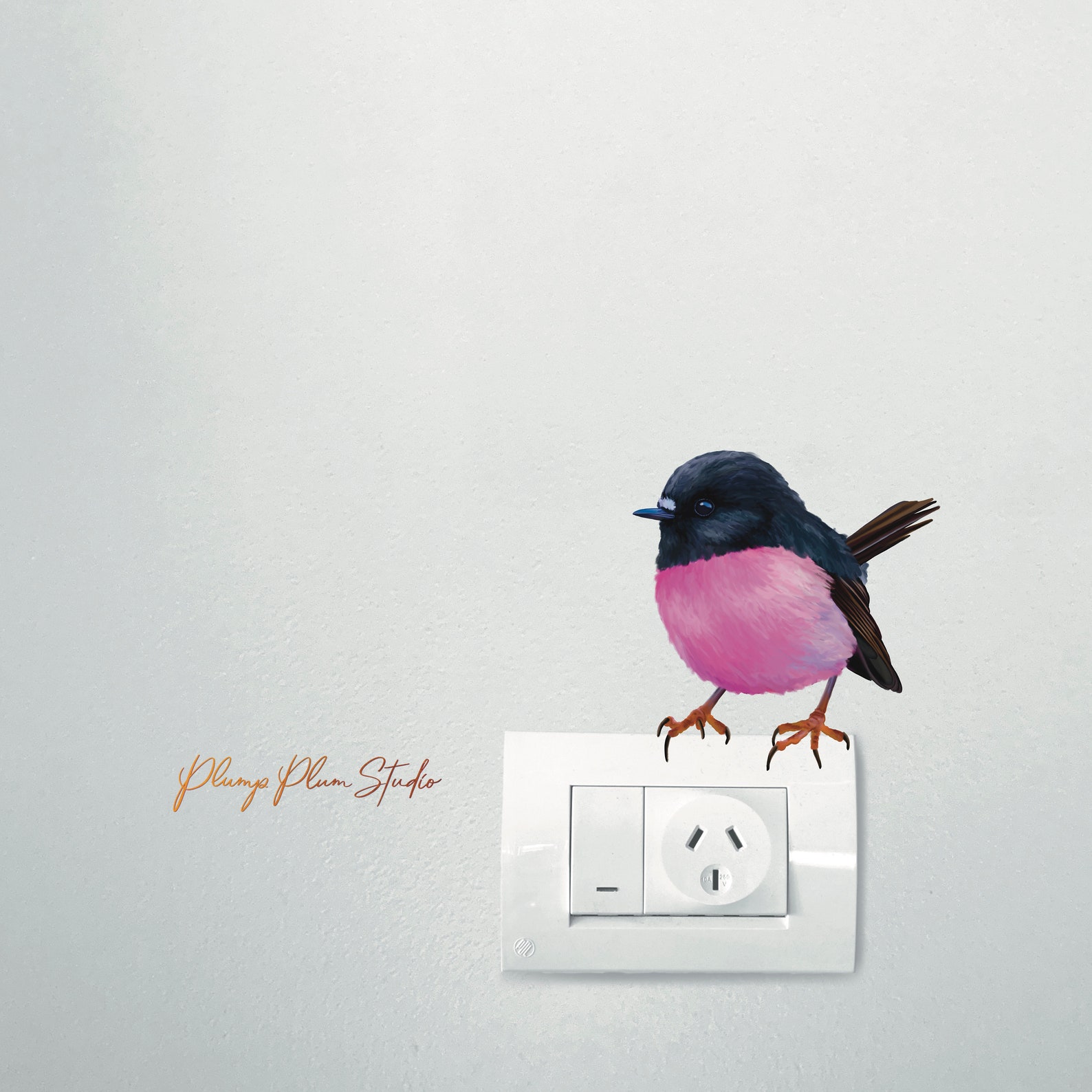 Pink Robin Sticker Pink Robin Decal: Australian Bird Sticker, Repositionable Fabric ...