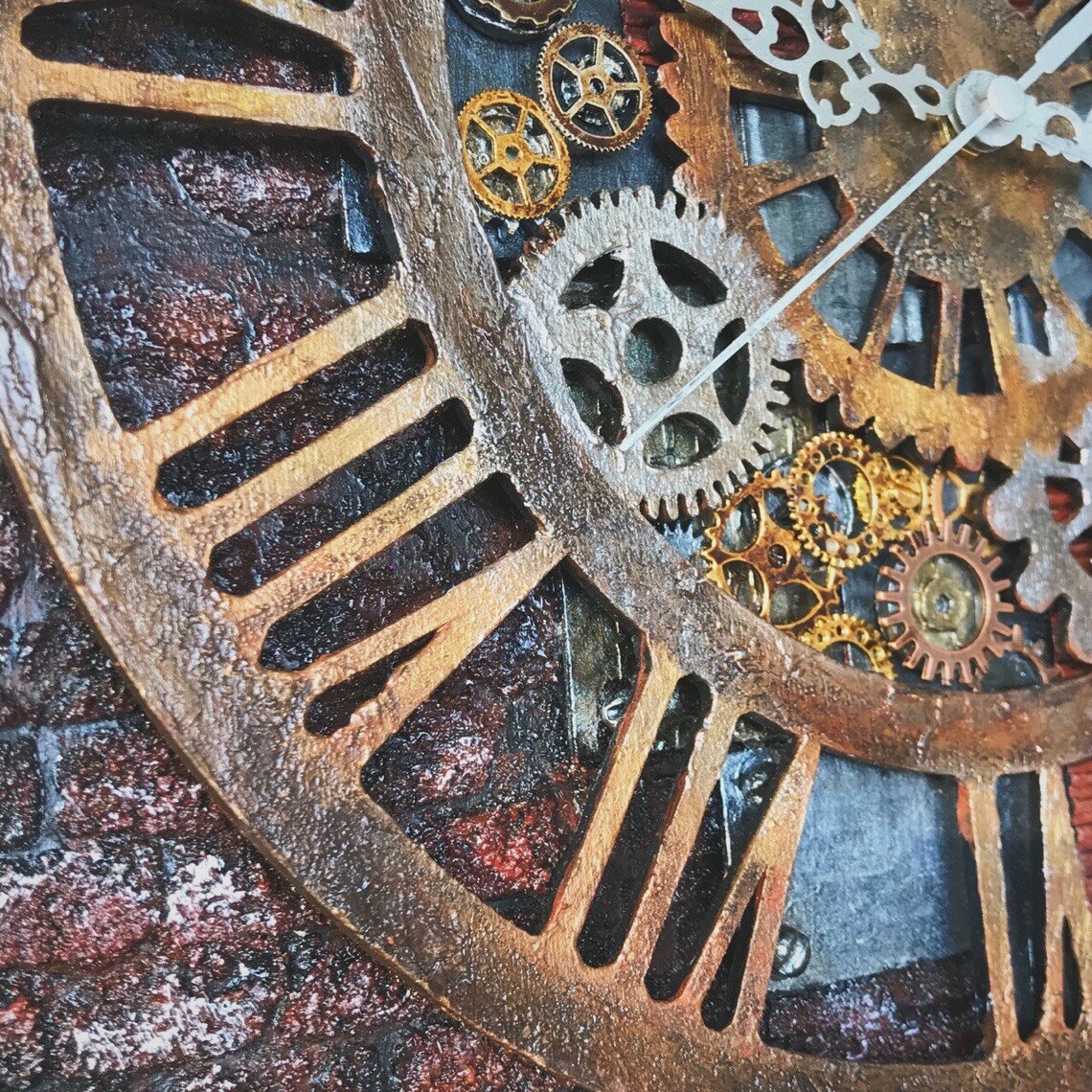 Handcrafted Steampunk Wall Clock/ Skeleton Wooden Clock/ Mixed Etsy