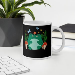 Mignon papillon champignon grenouille kawaii - Tasse à café et à thé Cottagecore Aesthetic