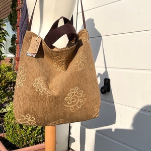 Large Shoulder Tote Bag with Large Zip Pocket Work Uni Handmade image 1