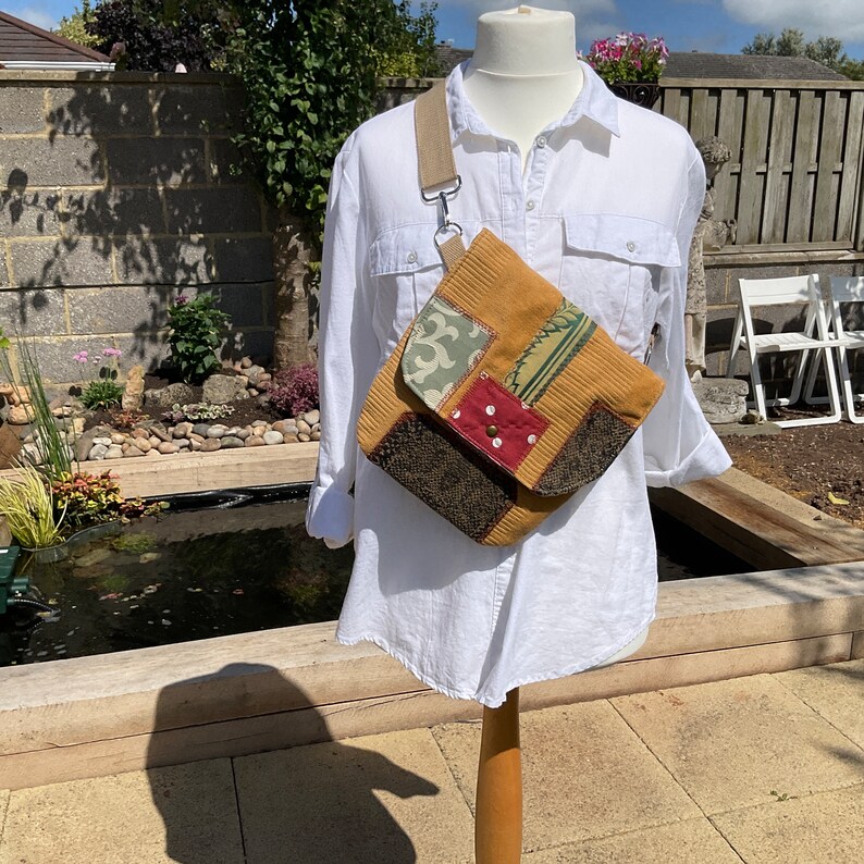 Crossbody Adjustable Strap Patchwork Handbag Unisex Sling Bag