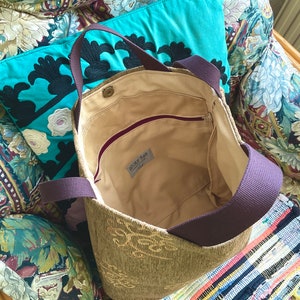 Large Shoulder Tote Bag with Large Zip Pocket Work Uni Handmade image 2