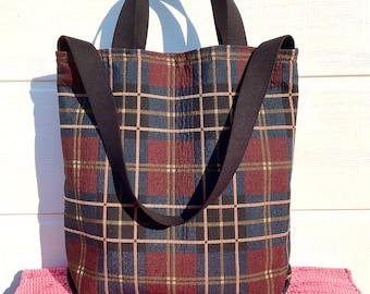 Handmade Tartan Check Tote Handbag