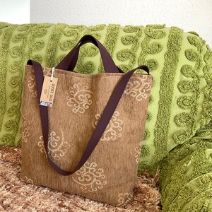 Large Shoulder Tote Bag with Large Zip Pocket Work Uni Handmade image 5
