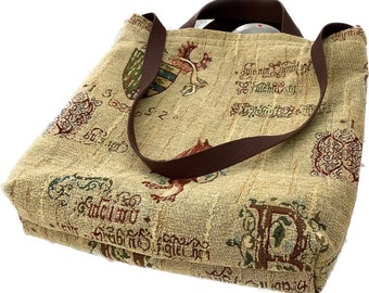 Handmade Tapestry Tote Bag, Chenille Upholstery, Shoulder Bag