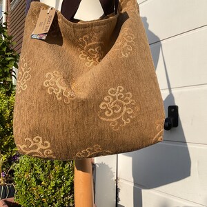 Large Shoulder Tote Bag with Large Zip Pocket Work Uni Handmade image 6