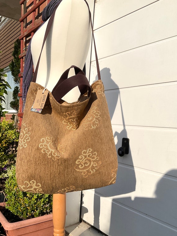 Large Shoulder Tote Bag with Large Zip Pocket Work Uni Handmade