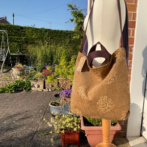 Large Shoulder Tote Bag with Large Zip Pocket Work Uni Handmade image 4
