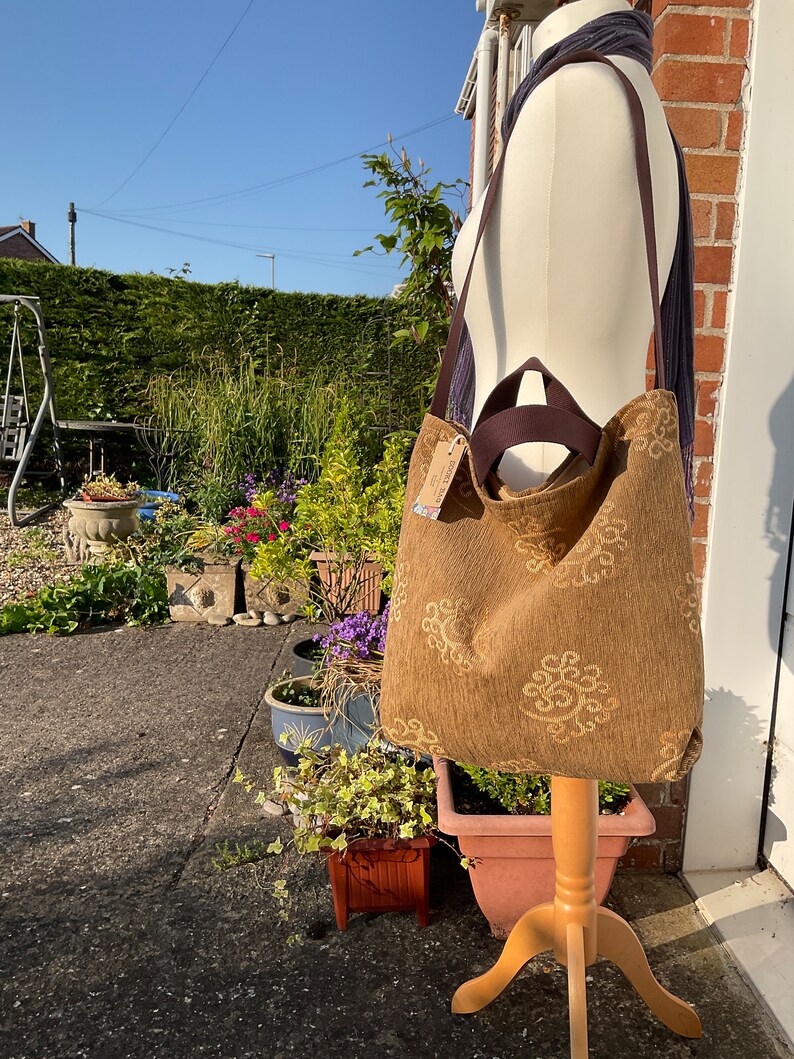 Large Shoulder Tote Bag with Large Zip Pocket Work Uni Handmade image 4