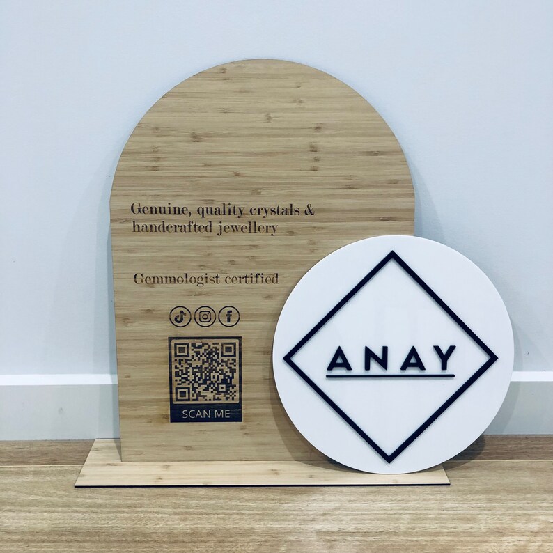 Bamboo Arch & Acrylic Logo Business Signage Set - Etsy