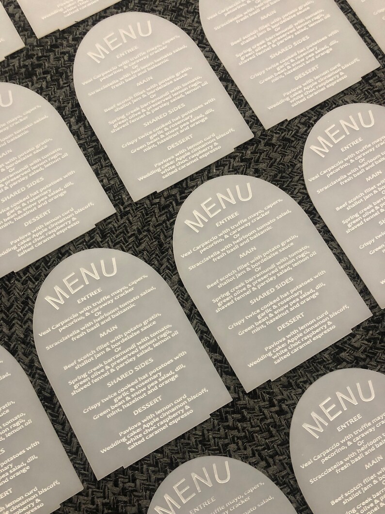 Menu Arch Acrylic Wedding Food Menu: Laser Cut Table Decor - Etsy Australia