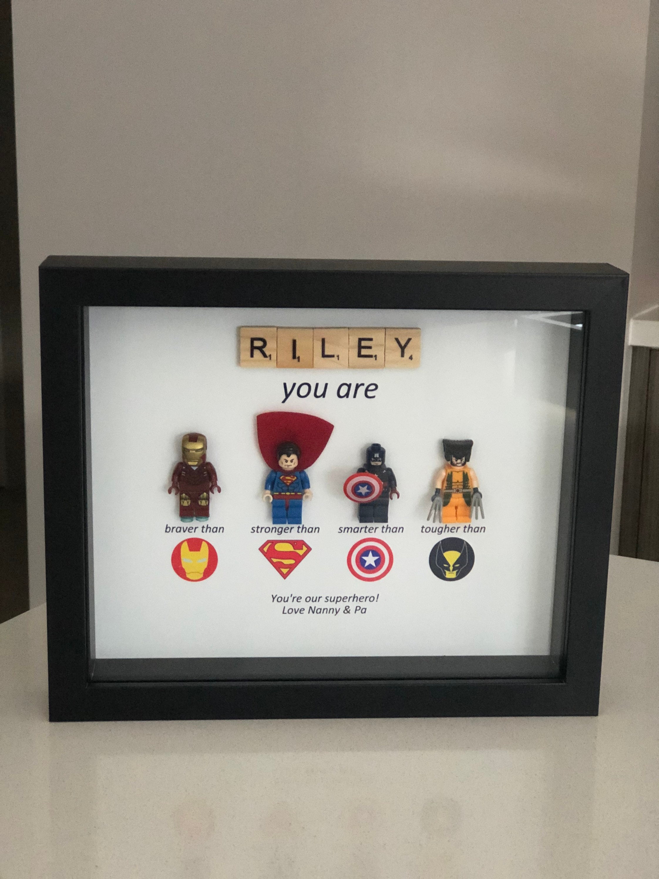 Minifigure & Scrabble Superhero Frame, Personalised dad, Daddy, Uncle,  Grandad, Fathers Day, Teacher, Christmas -  Canada