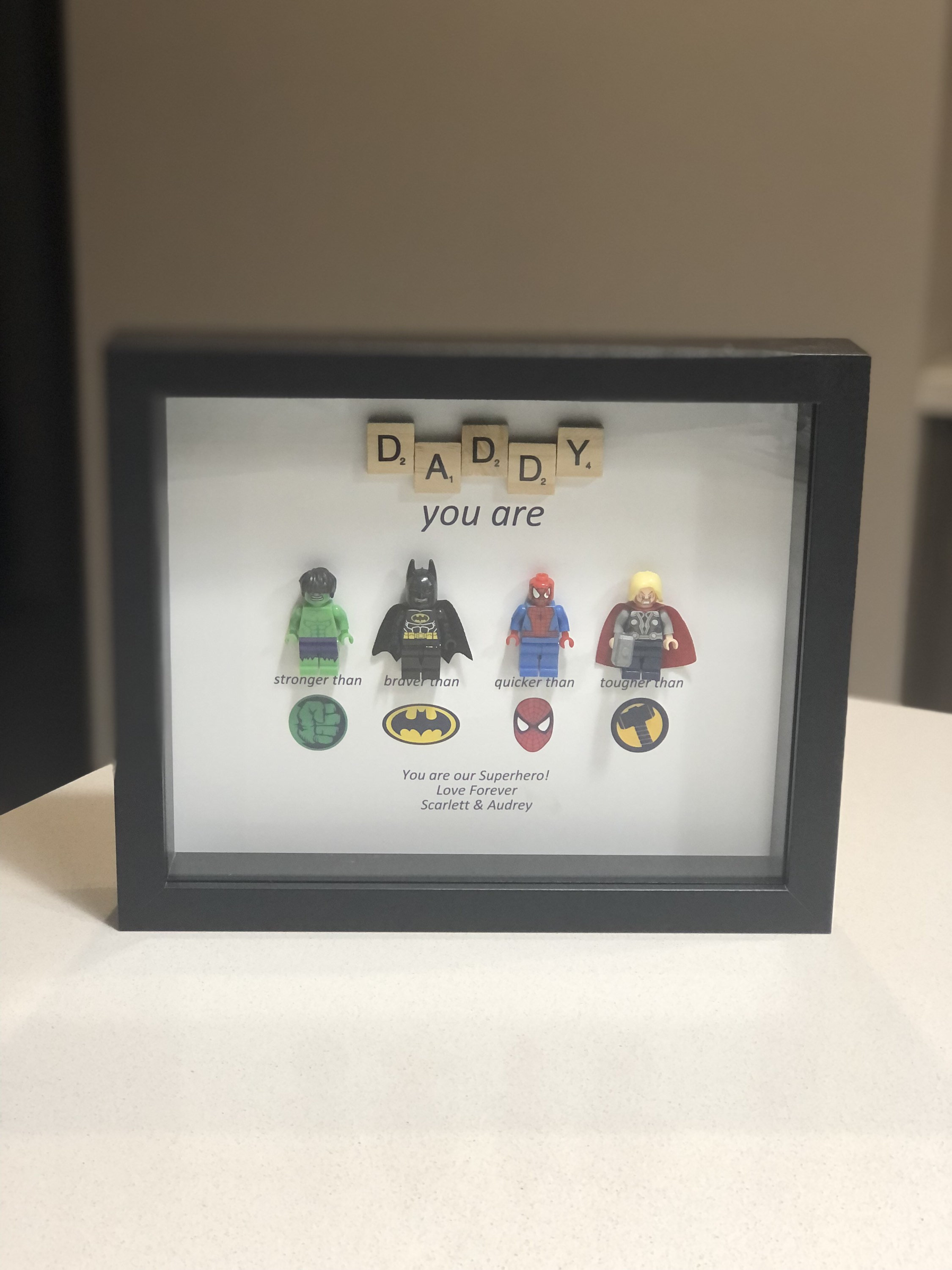 Daddy Scrabble Frame Minifigure & Scrabble Superhero Frame, Personalised (dad, Daddy, Uncle ...
