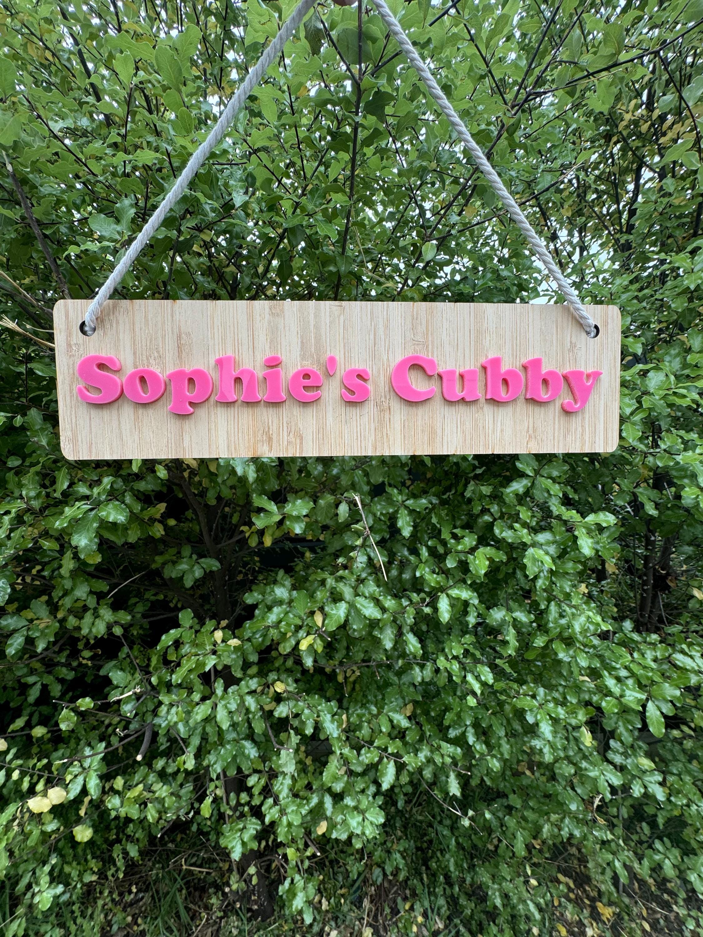 Personalised Bamboo Cubby House Sign: Acrylic Letter Kids Play Area ...