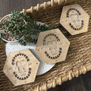 Baby Teeth Keepsake Box Tooth Fairy Holder Wooden First Lost Deciduous Tooth Collection Organiser Storage for Kids Memory