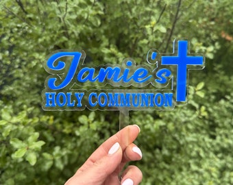 Holy Communion Cake Topper: Acrylic Cross Decoration
