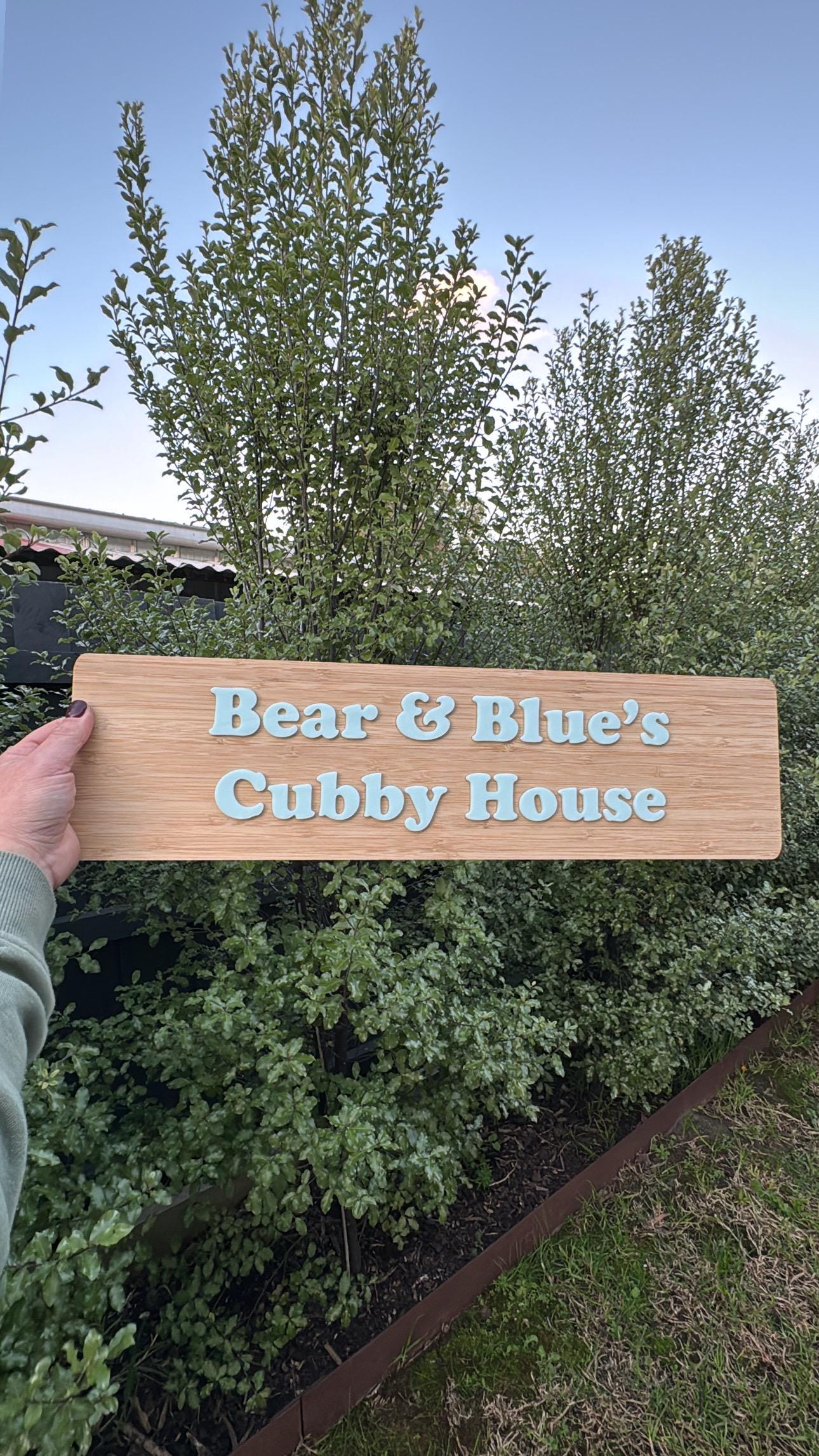 Personalised Bamboo Cubby House Sign: Acrylic Letter Kids Play Area ...