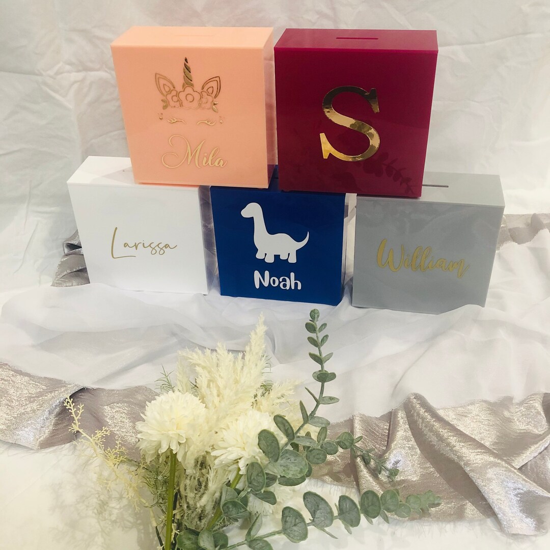 Personalised Money Box, Acrylic Money Box, Childrens Money Box, Money