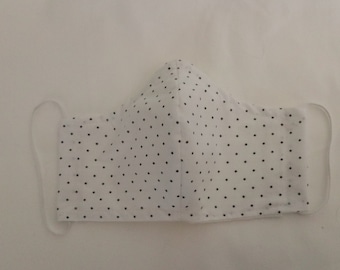Face Masks with Filter Pocket, Wire Nose Piece and Elastic Ear Loops. Cotton, Washable, Double Layers.  Made and Ready to Ship from USA.