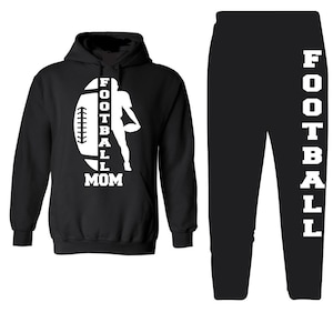 Football mom hoodie and sweatpants outfit unique design sweatsuit Black  hoodie and black sweatpants hooded sweatshirt