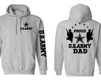 US Army hoodie proud Military U.S dad America Army Gray hooded sweatshirt Black design