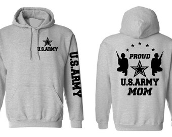 US Army hoodie proud Military U.S mom America Army Gray hooded sweatshirt Black design