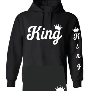 King outfit Black sweatsuit White design  hoodie and sweatpants outfit