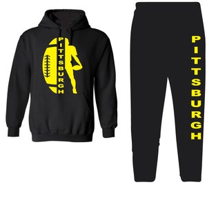 Pittsburgh hoodie and sweatpants outfit unique design sweatsuit Black  hoodie and black sweatpants hooded sweatshirt