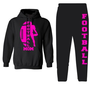 Football mom hoodie and sweatpants outfit unique design sweatsuit Black  hoodie and black sweatpants hooded sweatshirt