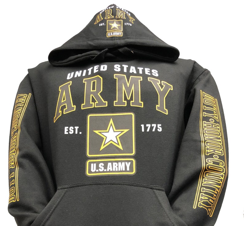 US Army Hoodie USA Military U.S America Army Black Hooded - Etsy