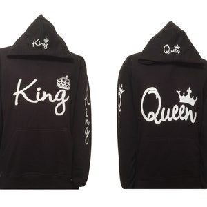 König und Königin Hoodie passende Hoodies Kapuzen Sweatshirt