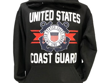 ZJING United States Coast Guard Auxiliary Womens Hoodie Loose Personalized Big Pockets Hoody Sweatshirt 