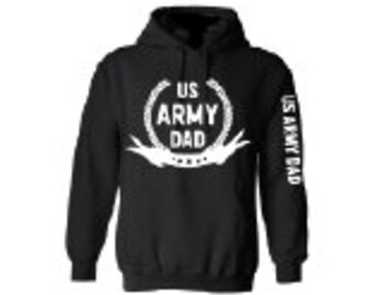 US Army hoodie for a proud dad US Military  America Army Black hooded sweatshirt White design hoodie