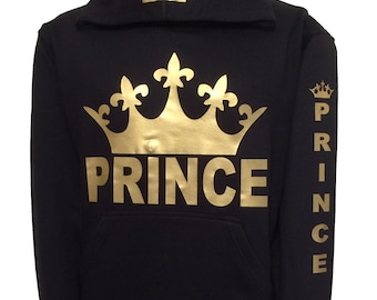 PRINCE  hoodie  gold unique design Black hooded sweatshirt