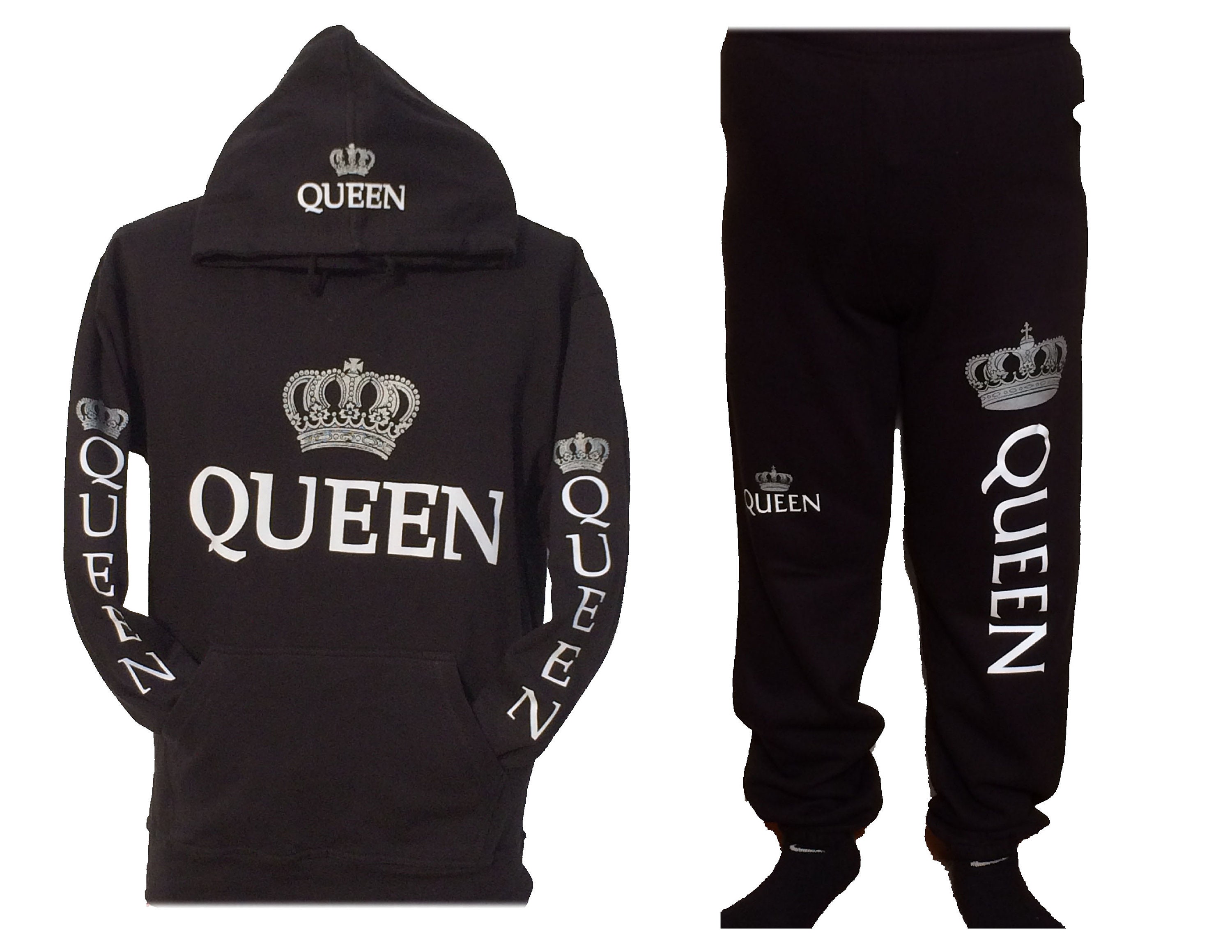 black hoodie and sweatpants