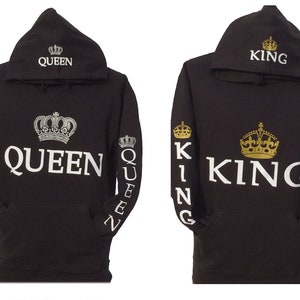 King und Queen Hoodie passende Sweatshirt für König & Königin Kapuzen-Sweatshirt
