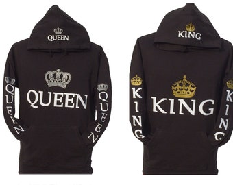 King und Queen Hoodie passende Sweatshirt für König & Königin Kapuzen-Sweatshirt