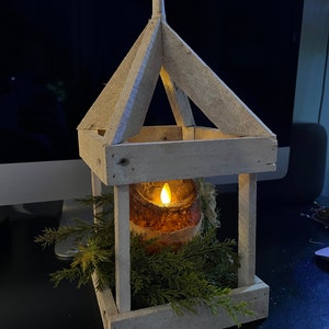 Primitive Lantern Candle Holder Made From 100 Year Old Lath Boards