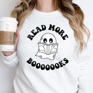 Librarian Halloween SVG PNG | Teacher Halloween Shirt | Read More booooks | Spooky | Ghost | Cricut File | Ghost SVG | Trendy |