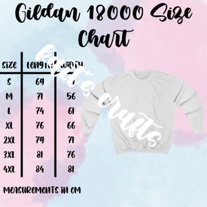 Gildan 18000 Sweatshirt Size Chart | Sweatshirt Size Chart | Gildan | Size Chart for Sellers