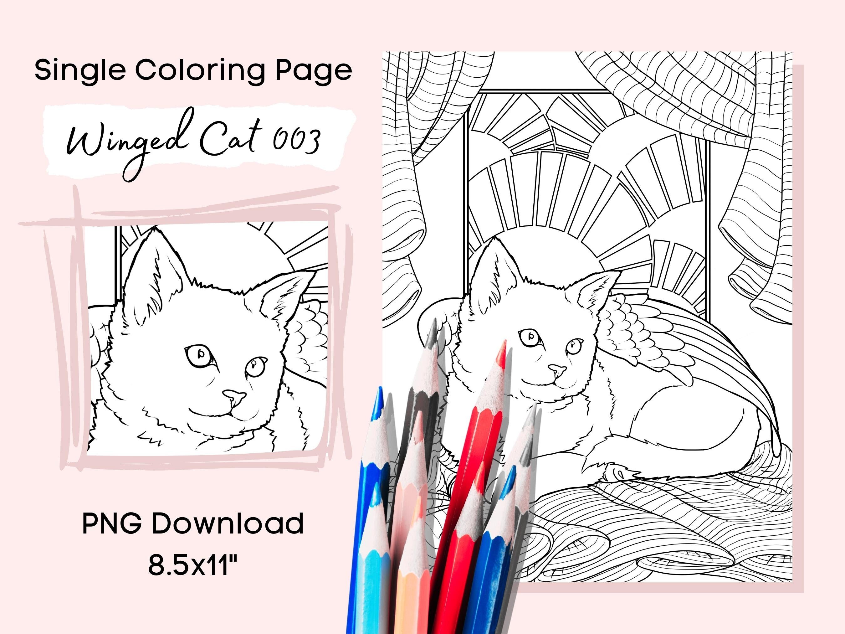 510 Collections Winged Cat Coloring Pages Best