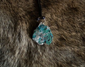 Chrysocolla with Malachite pendant