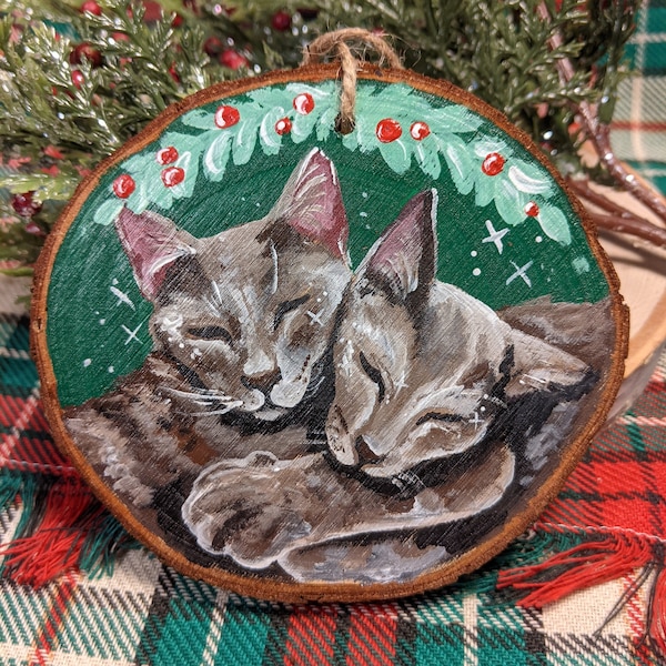 Custom Pet Family Portrait Ornament/Christmas Ornament/Multiple Pets/Handmade Ornament/Gift for Her/Gift for Him