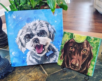 Custom Pet Portrait on Canvas, Animal Acrylic Painting, Pet Art from Photo, Memorial Painting, Dog Mom Gift, Personalized, Pet Parent Gift